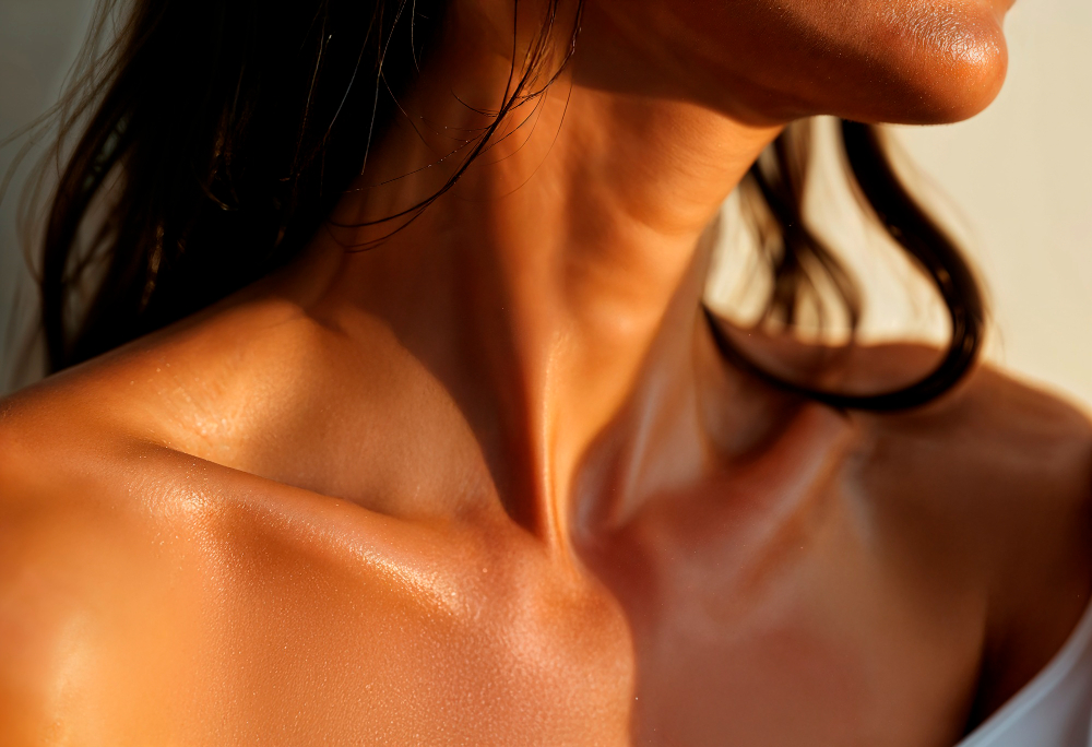Close Up Skin Tanned Woman